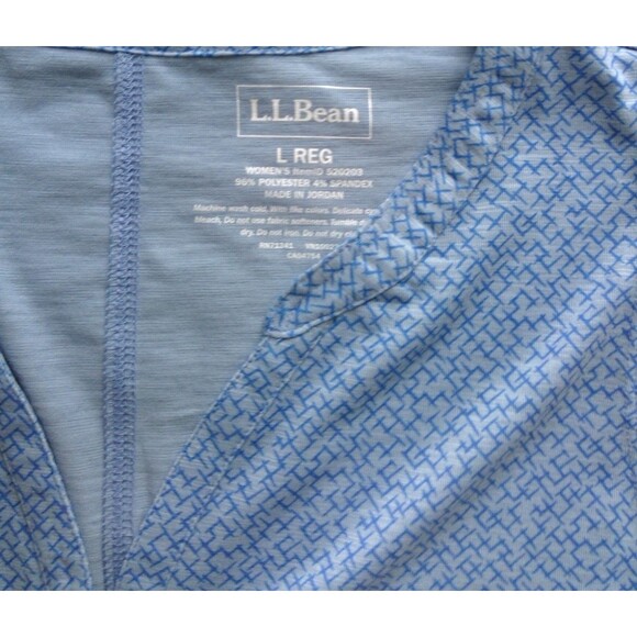 LL Bean Tank Top Womens Large Streamside Tank Split Neck Blue Geometric *Flaw* - Picture 6 of 6